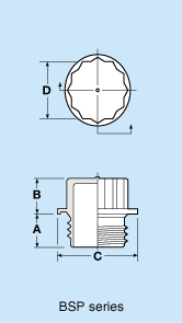 Tapones roscados para accesorios para caños del estándar británico diagram