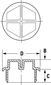 Tapones de sellado para accesorios para caños del estándar británico diagram