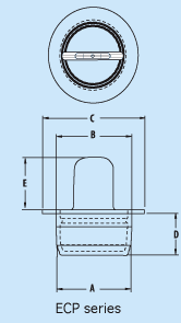 Tapón con pestaña de extracción central ergonómica diagram